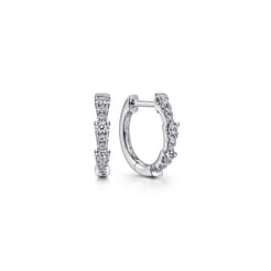 14K White Gold Diamond Huggie Earrings