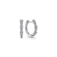 14K White Gold Diamond Huggie Earrings