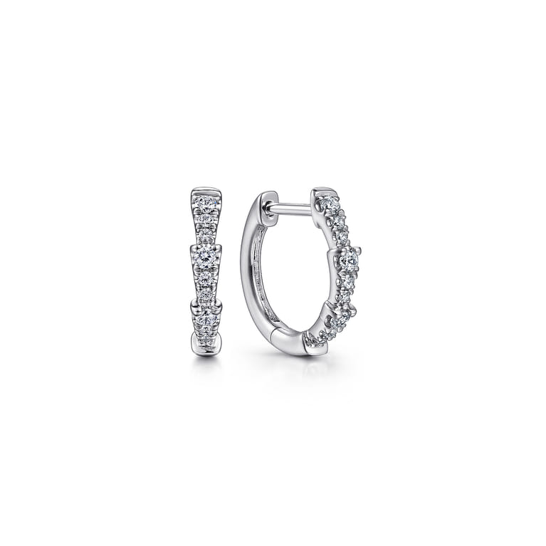 14K White Gold Diamond Huggie Earrings - 0.2 ct - Shot 1
