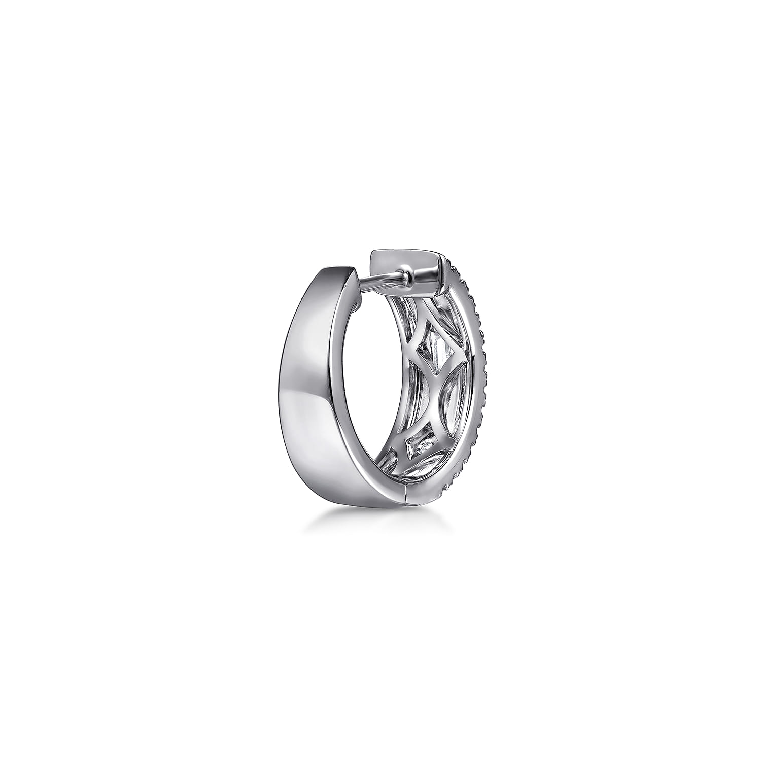 14K White Gold Diamond Huggie Earrings - 1.15 ct - Shot 3