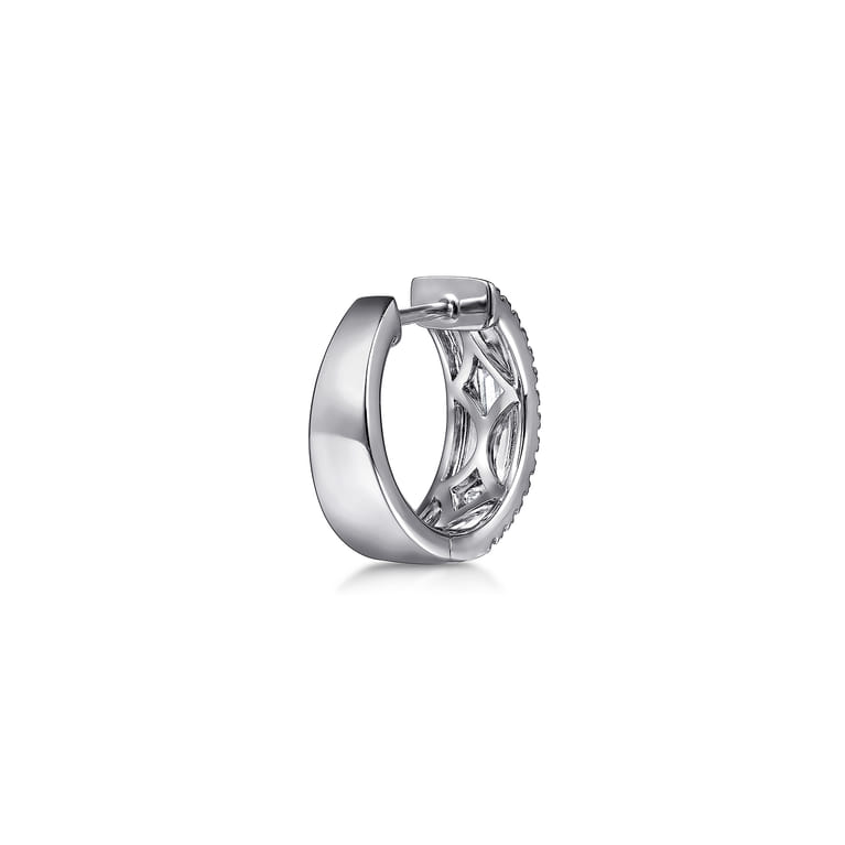 14K White Gold Diamond Huggie Earrings - 1.15 ct - Shot 3