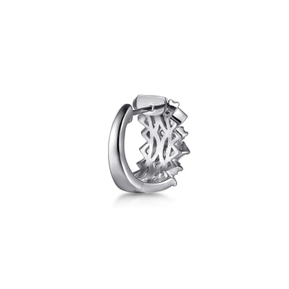 14K White Gold Diamond Huggie Earrings
