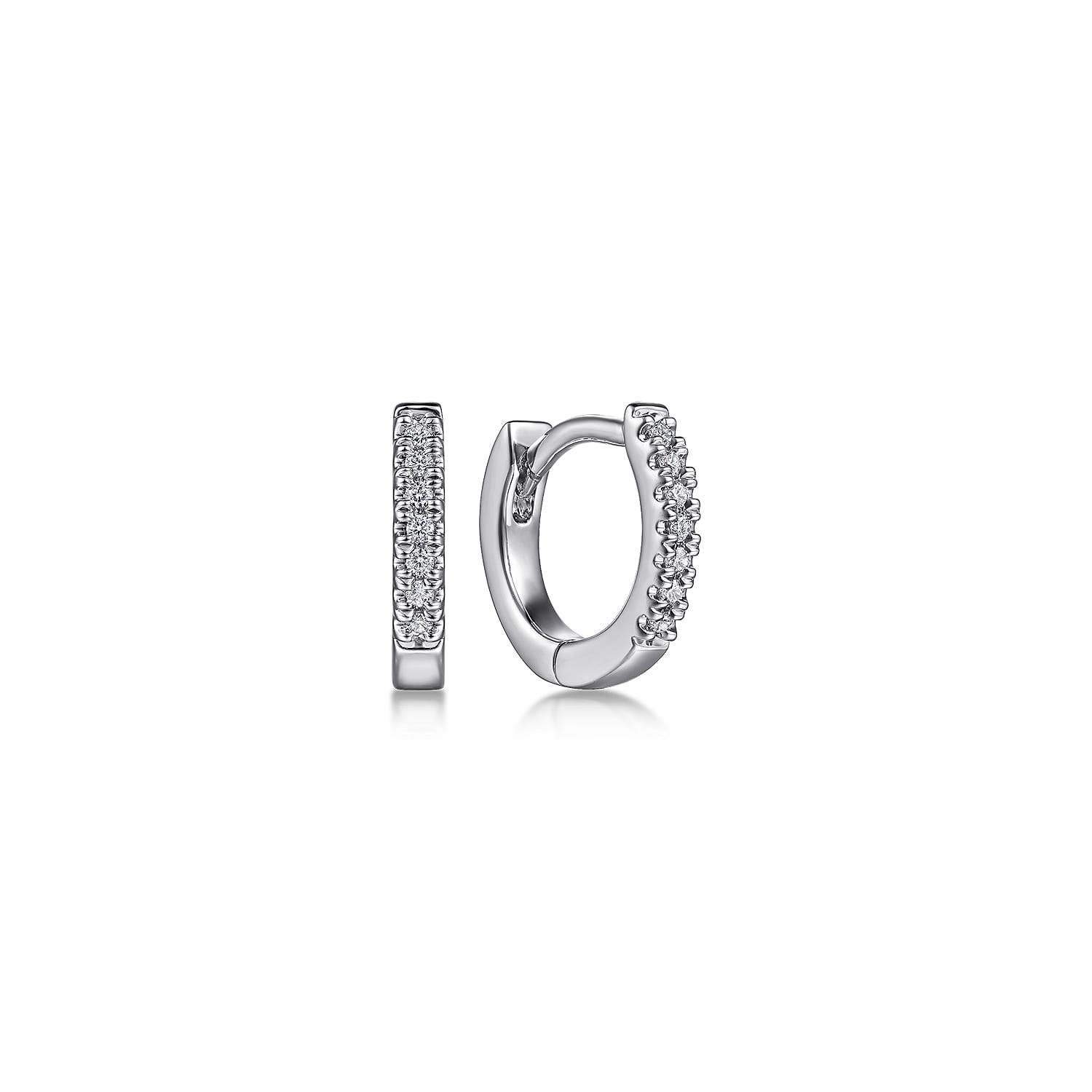14K White Gold Diamond Huggie In 10mm - 0.05 ct - Shot 1