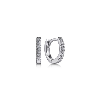 14K White Gold Diamond Huggie In 10mm