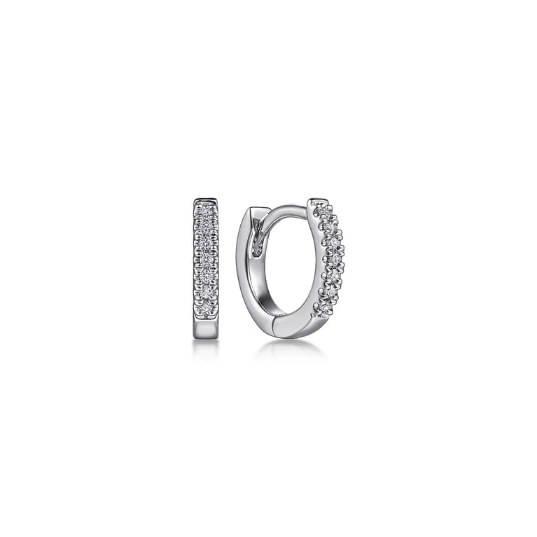 14K White Gold Diamond Huggie In 10mm - 0.05 ct - Shot 1