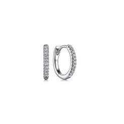 14K White Gold Diamond Huggie In 12mm With U Set