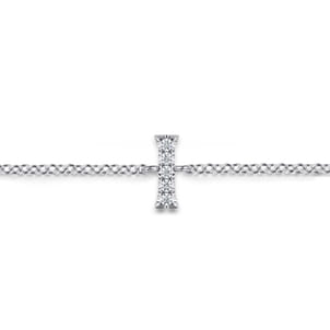 14K White Gold Diamond I Initial Chain Bracelet