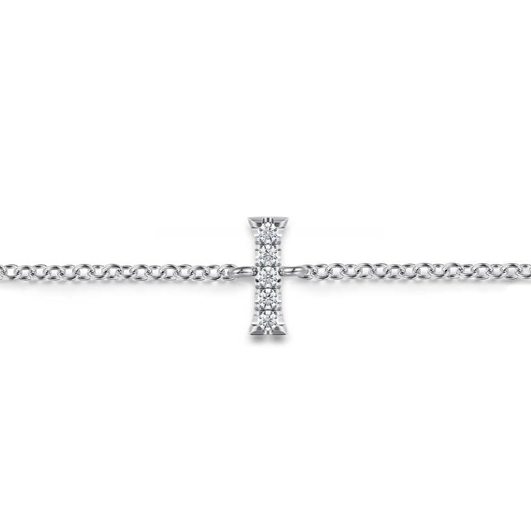 14K White Gold Diamond I Initial Chain Bracelet - 0.03 ct - Shot 2