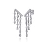 14K White Gold Diamond Illusion Marquise Ear Climber Chandelier Earrings - 1 ct
