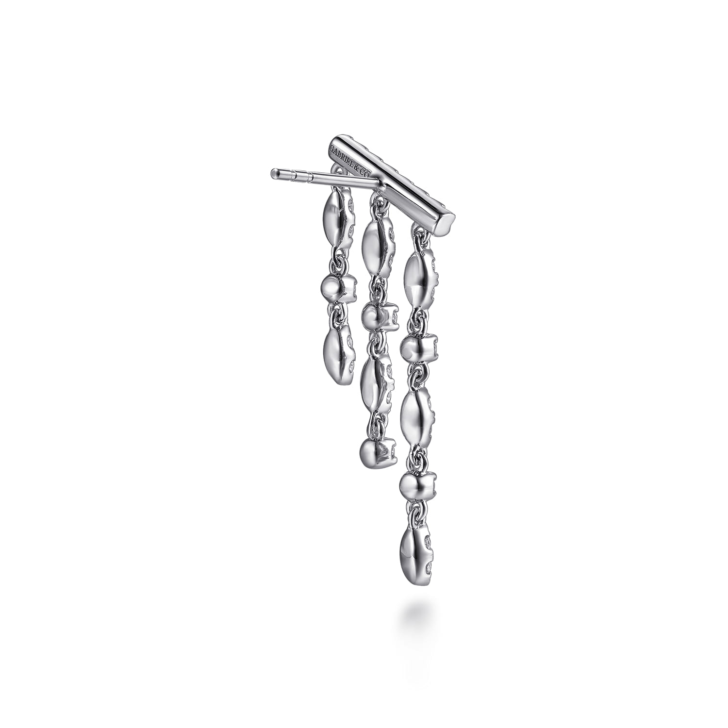14K White Gold Diamond Illusion Marquise Ear Climber Chandelier Earrings - 1 ct - Shot 2