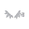 14K White Gold Diamond Illusion Marquise Ear Climber Stud Earrings - 0.4 ct
