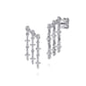 14K White Gold Diamond Illusion Pear Ear Climber Chandelier Earrings - 0.75 ct