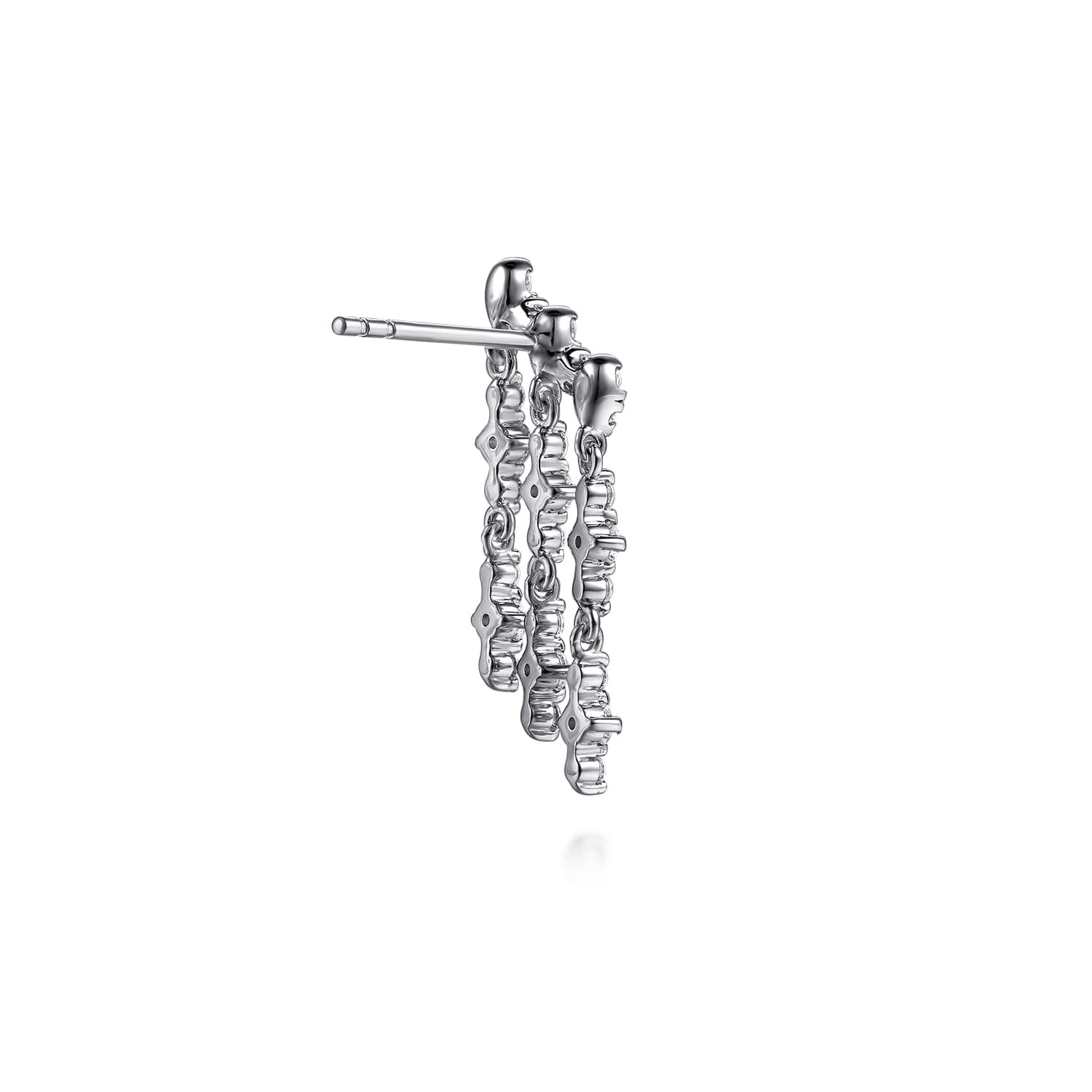 14K White Gold Diamond Illusion Pear Ear Climber Chandelier Earrings - 0.75 ct - Shot 2