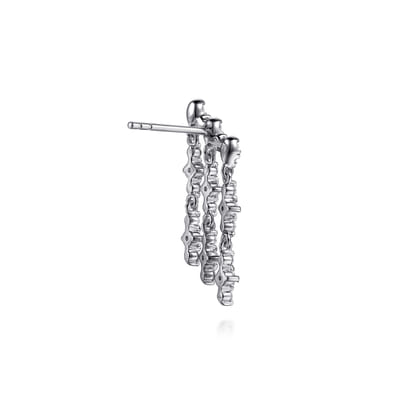 14K White Gold Diamond Illusion Pear Ear Climber Chandelier Earrings