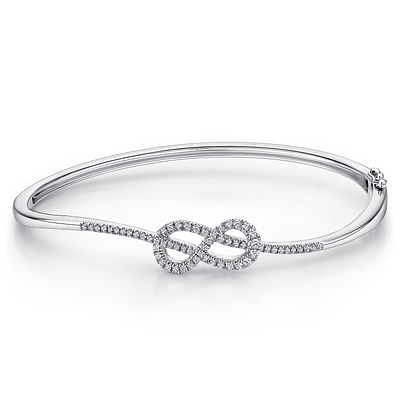 14K White Gold Diamond Infinity Bangle