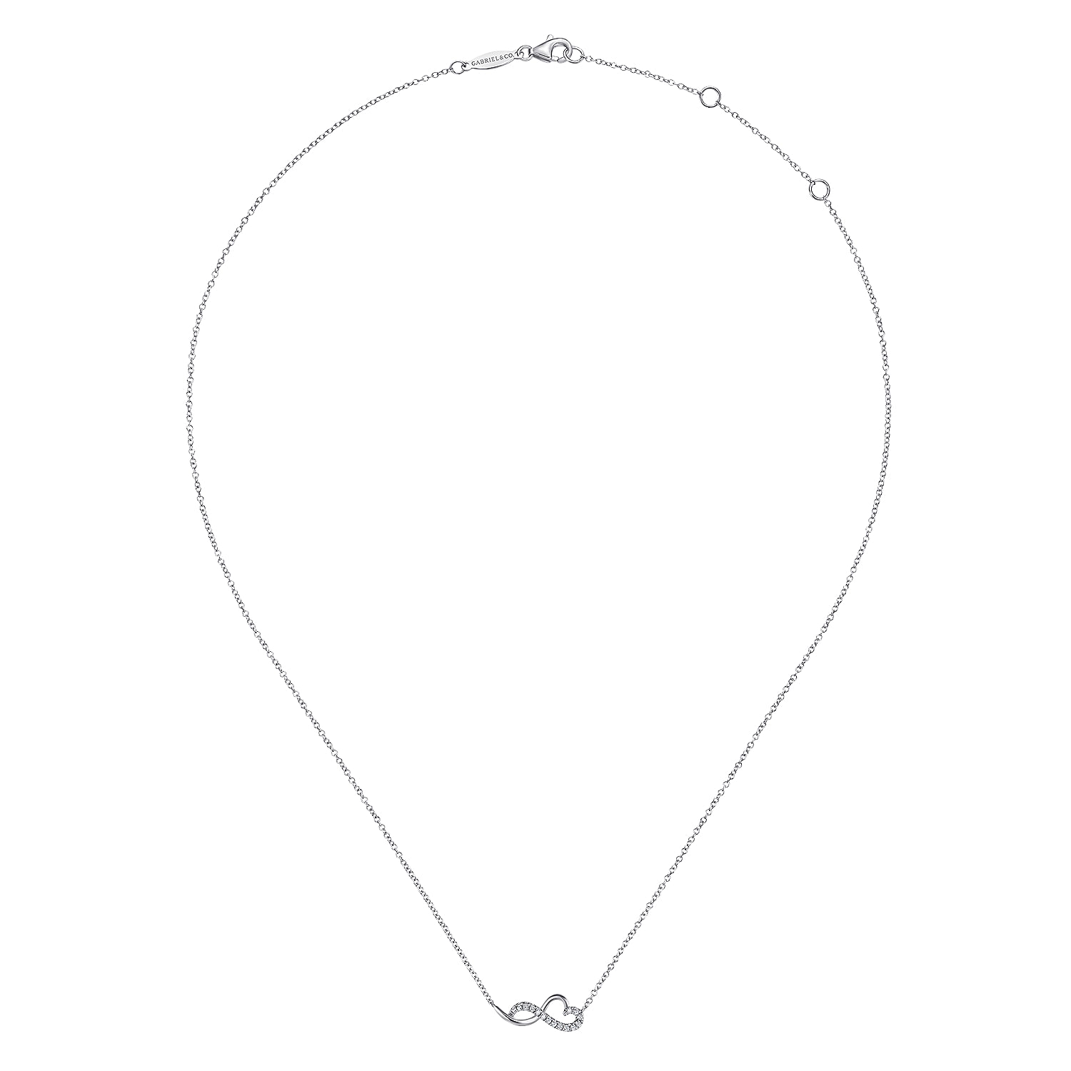 14K White Gold Diamond Infinity Heart Pendant Necklace