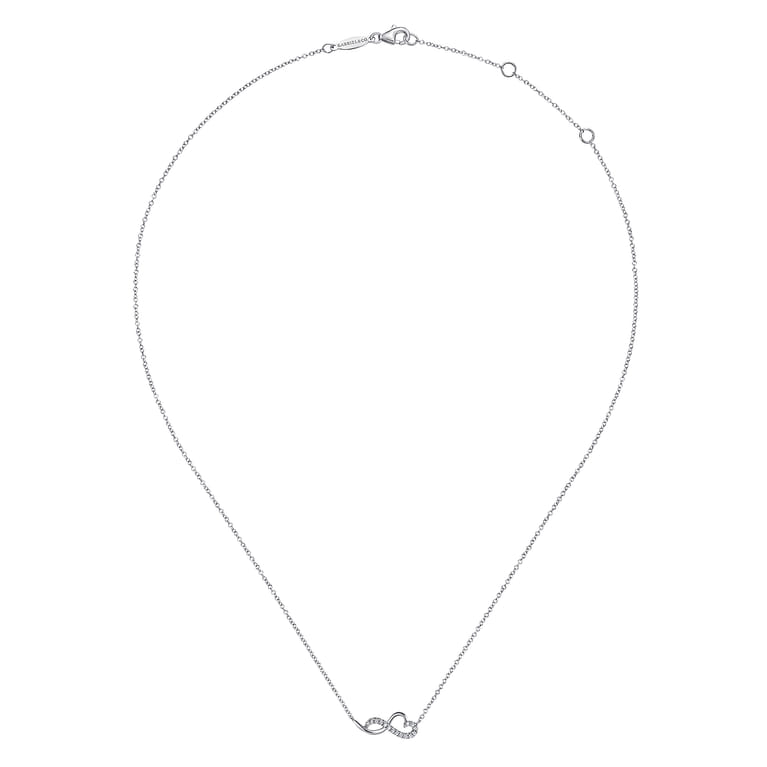 14K White Gold Diamond Infinity Heart Pendant Necklace - 0.08 ct - Shot 2