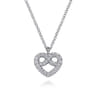 14K White Gold Diamond Infinity Heart Pendant Necklace - 0.2 ct