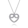14K White Gold Diamond Infinity Heart Pendant Necklace - 0.5 ct