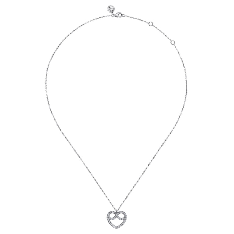 14K White Gold Diamond Infinity Heart Pendant Necklace - 0.5 ct - Shot 2