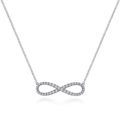 14K White Gold Diamond Infinity Symbol Pendant Necklace