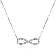 14K White Gold Diamond Infinity Symbol Pendant Necklace