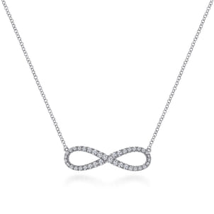 14K White Gold Diamond Infinity Symbol Pendant Necklace