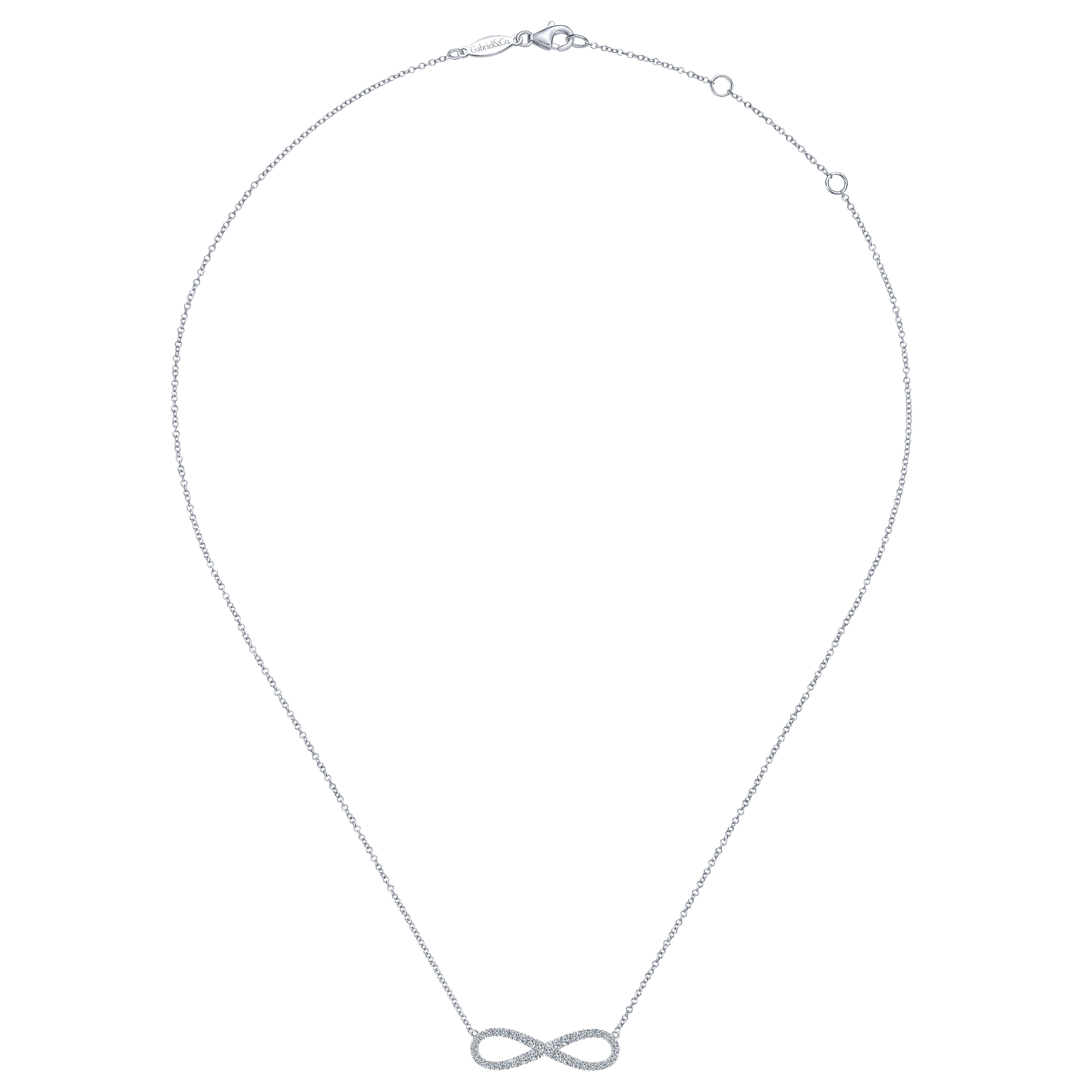 14K White Gold Diamond Infinity Symbol Pendant Necklace