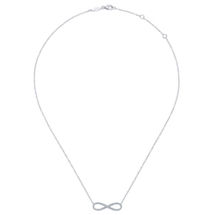 14K White Gold Diamond Infinity Symbol Pendant Necklace