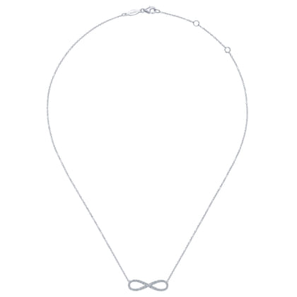 14K White Gold Diamond Infinity Symbol Pendant Necklace