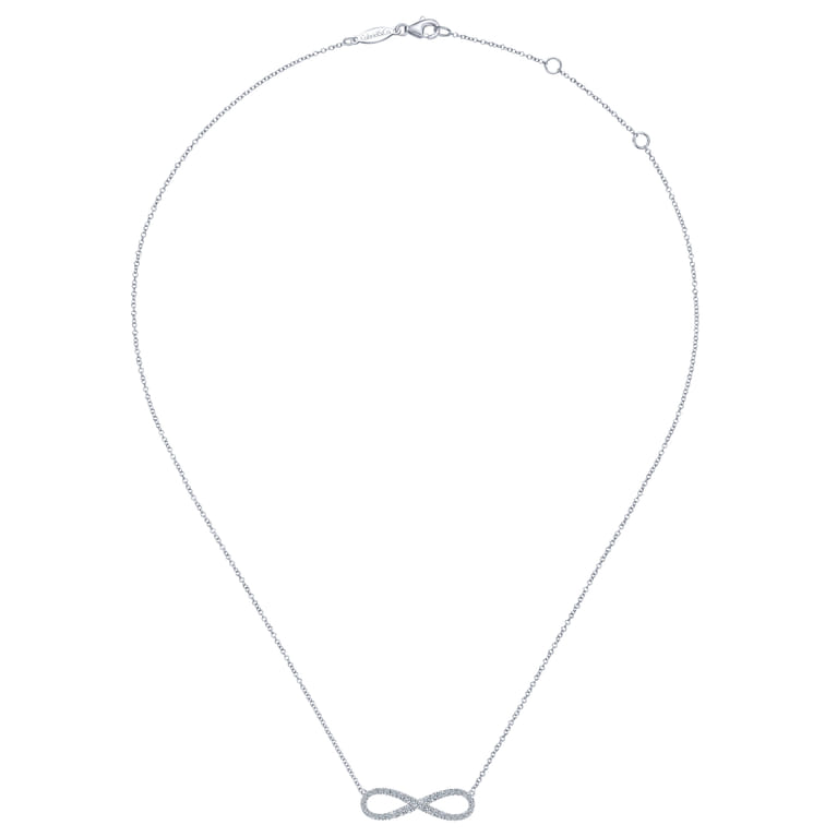 14K White Gold Diamond Infinity Symbol Pendant Necklace - 0.35 ct - Shot 2