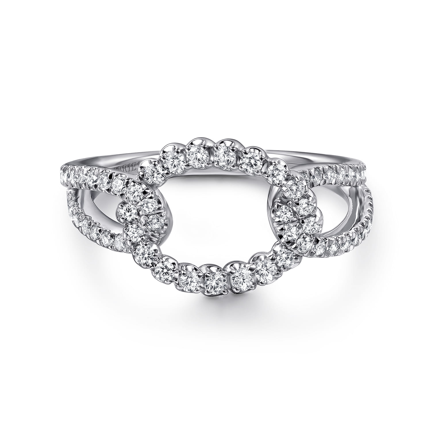 14K White Gold Diamond Interlocking Link Ring - 0.45 ct - Shot 1