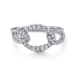 14K White Gold Diamond Interlocking Link Ring