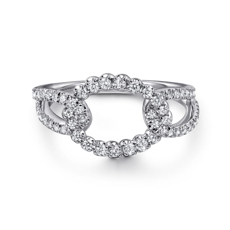 14K White Gold Diamond Interlocking Link Ring - 0.45 ct - Shot 1