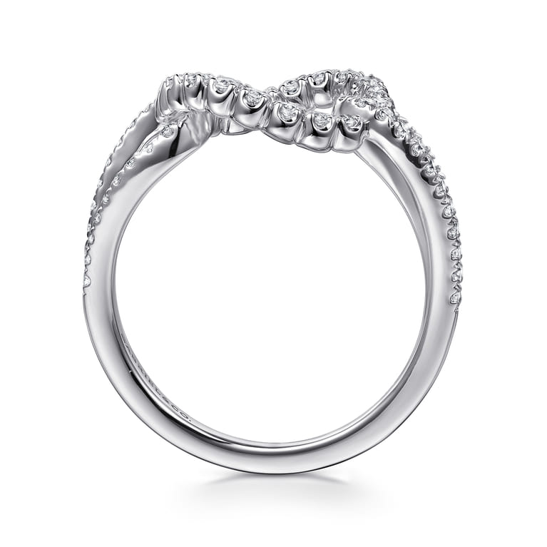 14K White Gold Diamond Interlocking Link Ring - 0.45 ct - Shot 2