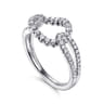 14K White Gold Diamond Interlocking Link Ring - 0.45 ct