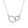 14K White Gold Diamond Interlocking Oval Link Diamond Necklace - 0.45 ct
