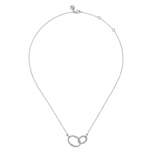 14K White Gold Diamond Interlocking Oval Link Diamond Necklace