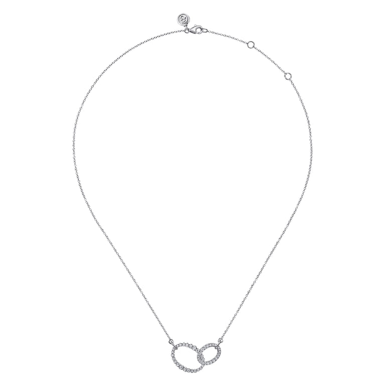 14K White Gold Diamond Interlocking Oval Link Diamond Necklace - 0.45 ct - Shot 2
