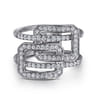 14K White Gold Diamond Interlocking Retangle Ring - 0.5 ct