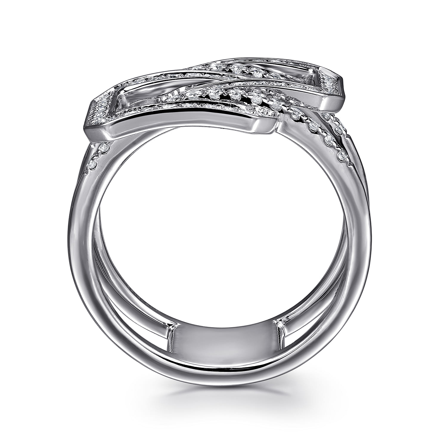 14K White Gold Diamond Interlocking Retangle Ring - 0.5 ct - Shot 2