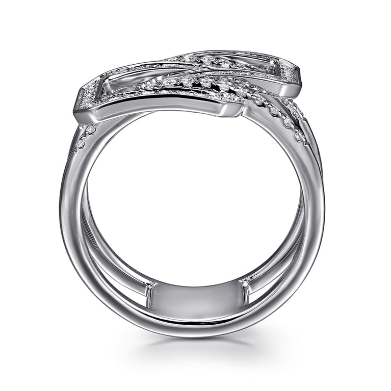 14K White Gold Diamond Interlocking Retangle Ring - 0.5 ct - Shot 2