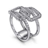 14K White Gold Diamond Interlocking Retangle Ring - 0.5 ct