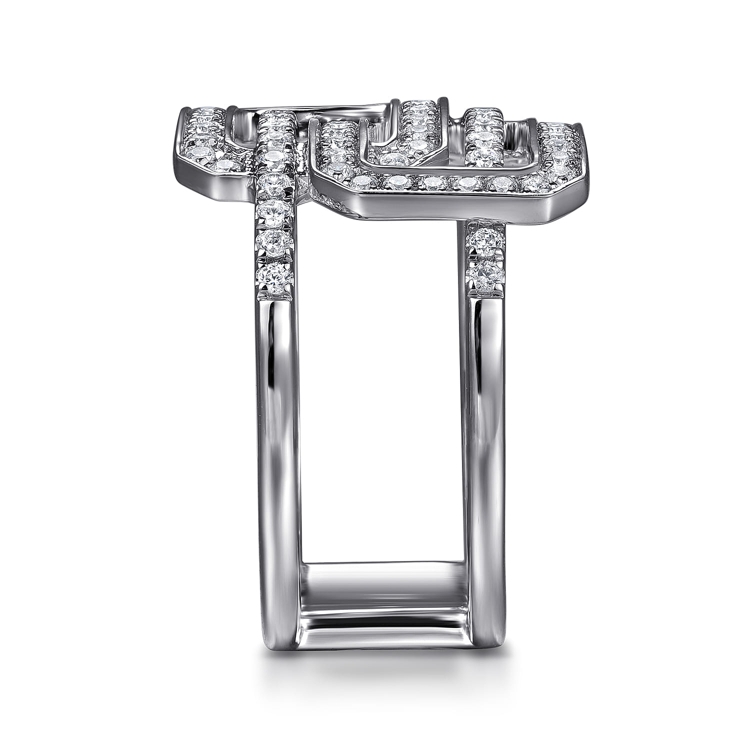 14K White Gold Diamond Interlocking Retangle Ring - 0.5 ct - Shot 4