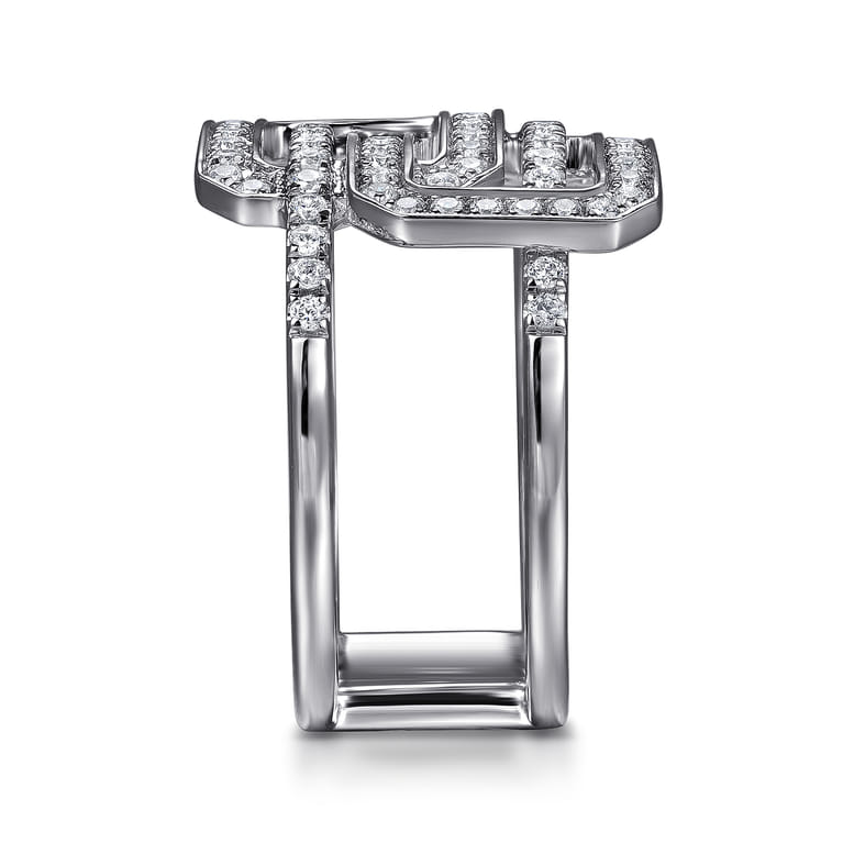 14K White Gold Diamond Interlocking Retangle Ring - 0.5 ct - Shot 4