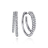 14K White Gold Diamond Intricate Hoop Earrings in size 30mm - 2 ct