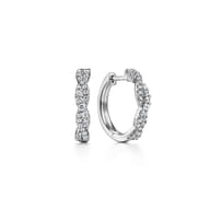 14K White Gold Diamond Intricate Hoop Earrings