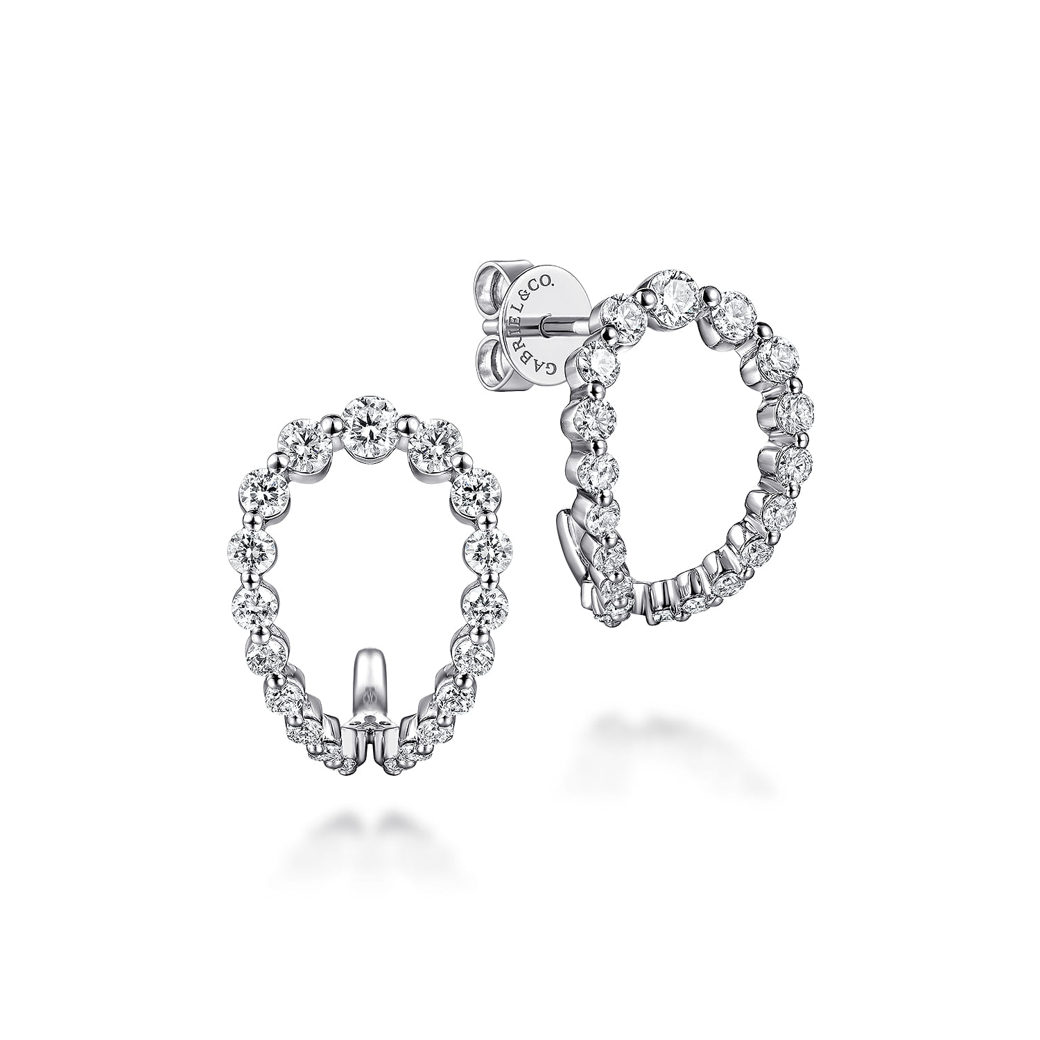 14K White Gold Diamond J Earrings - 1 ct - Shot 1
