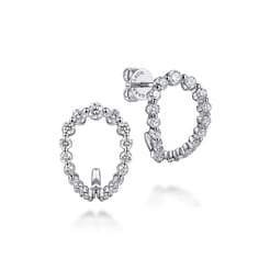 14K White Gold Diamond J Earrings