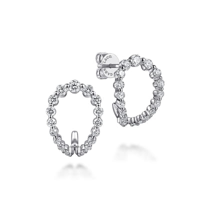 14K White Gold Diamond J Earrings